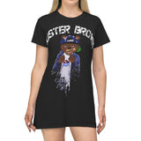 All Over Print T-Shirt Dress Buster Brown