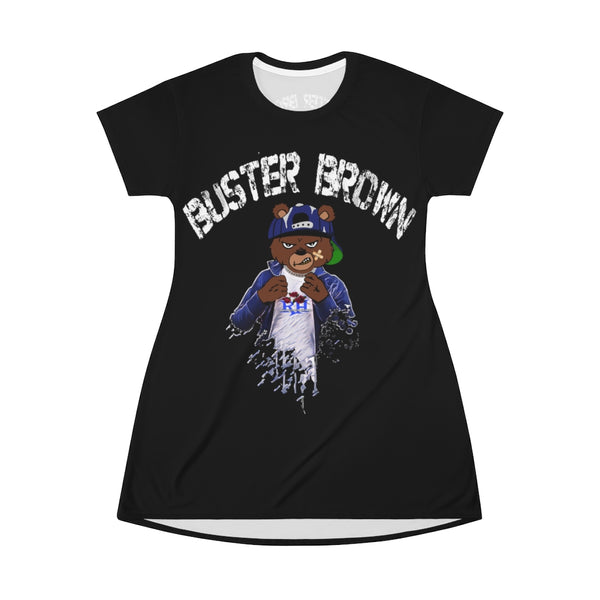 All Over Print T-Shirt Dress Buster Brown