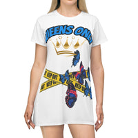 All Over Print T-Shirt Dress queens only