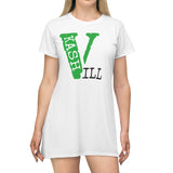 All Over Print T-Shirt Dress Green Big V