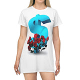 All Over Print T-Shirt Dress Money and Roses