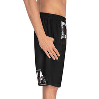 Men's Board Shorts (AOP) DESTROY NEGATIVE AGGRESSION D N A